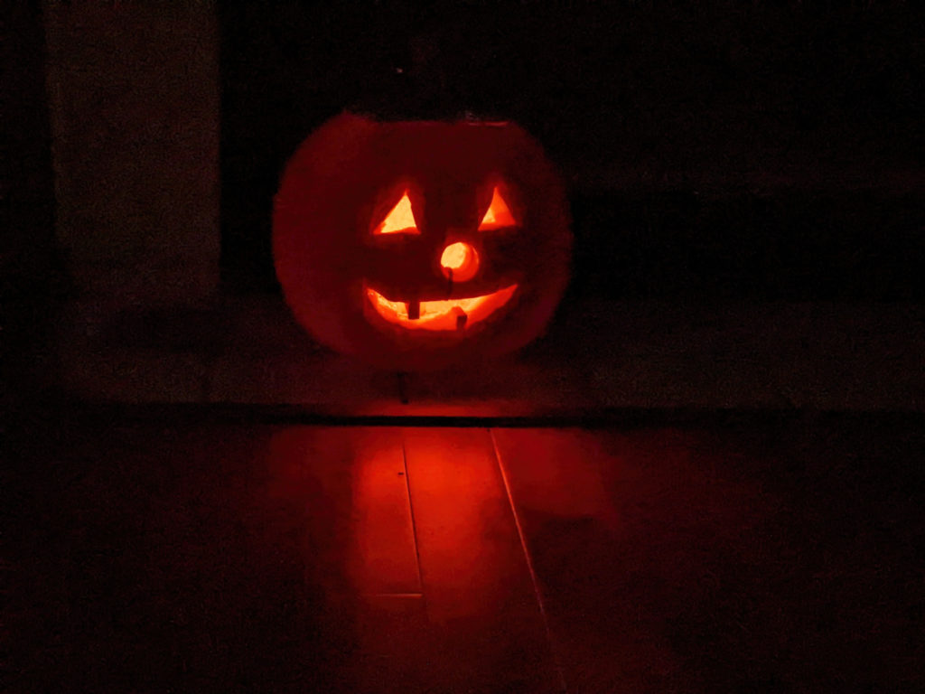 As a kid, I loved putting a candle in a jack-o’-lantern. This fellow graced our house last Halloween. Rusty Burlew